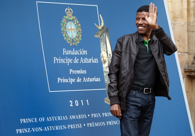 Llegada a Oviedo de Haile Gebrselassie, Premio Prncipe de Asturias de los Deportes