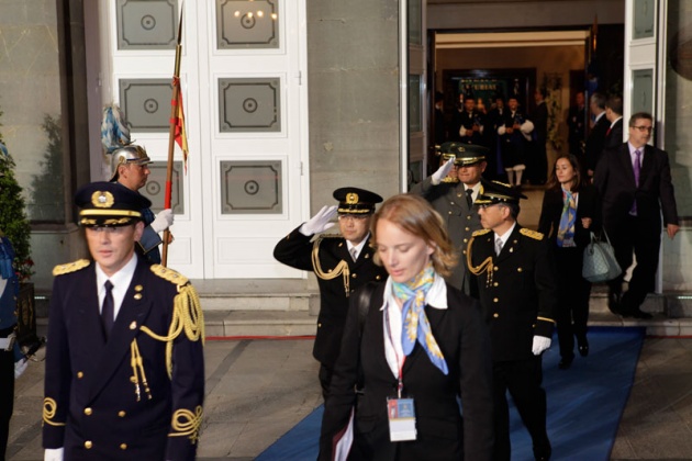 Salida de los premiados tras la ceremonia.