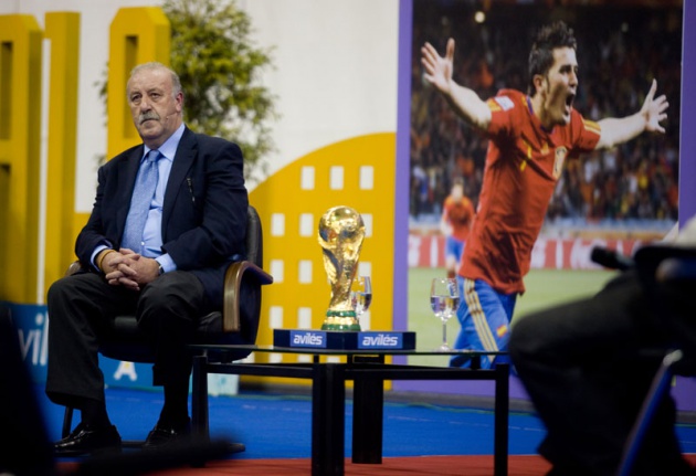 El seleccionador nacional particip en un encuentro con numeroso pblico en el Centro Deportivo Avils, en el que estuvo acompaado por los ex jugadores internacionales asturianos Marcelo Campanal, Eloy Alonso y Eloy Olaya, y el mdico de la seleccin espaola Oscar Celada.