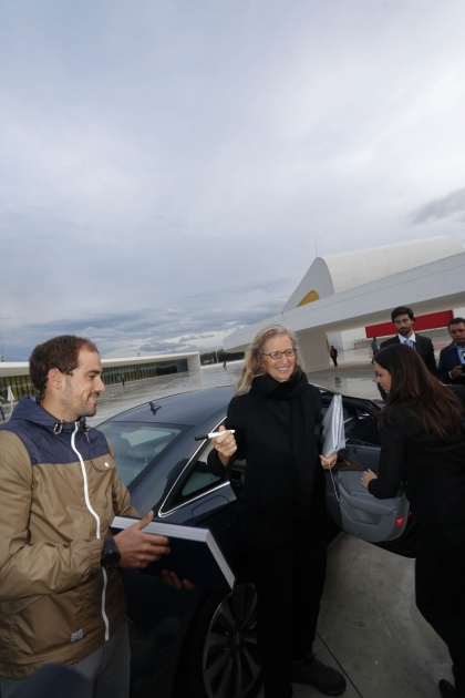 La fotgrafa Annie Leibovitz, Premio Prncipe de Asturias de Comunicacin y Humanidades, visita el Centro Niemeyer en Avils