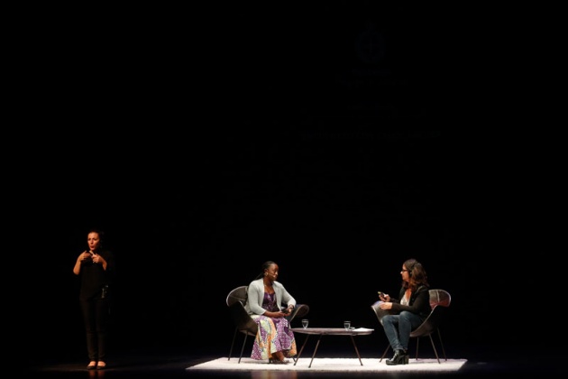 Caddy Adzuba, Premio Prncipe de Asturias de la Concordia 2014, charla en el Teatro Palacio Valds de Avils
