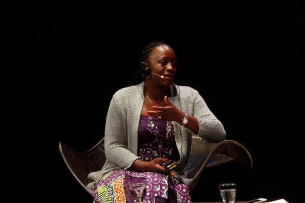 Caddy Adzuba, Premio Prncipe de Asturias de la Concordia 2014, charla en el Teatro Palacio Valds de Avils