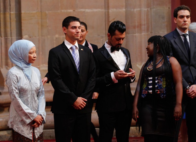 Los Prncipes reciben a los premiados en el hotel de la Reconquista